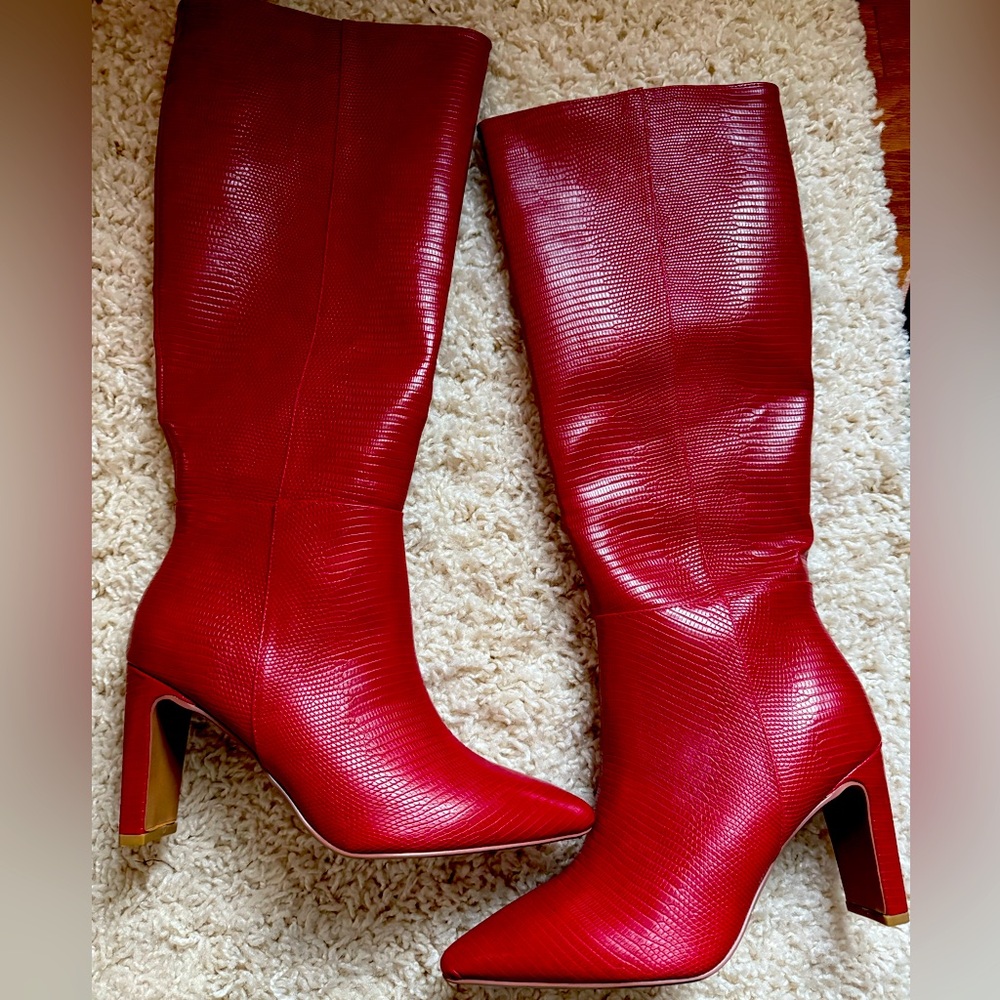 Red Chinese Laundry knee-high boots size 8